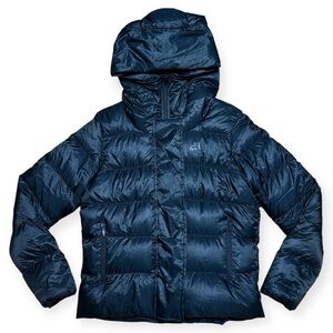 Nike Wm’s Down Hooded Puffer Jacket In Black Sz Medium